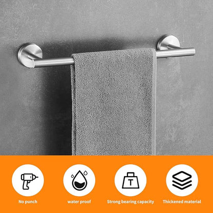 Bathroom Hardware Set Brushed Nickel, 24 Inch Towel Bar Set 10 Pieces Bathroom Accessories Set Includes Includes 2 Packs 24 Inch Towel Bar, Towel Ring, Toilet Holder and 4 Packs Towel Hooks