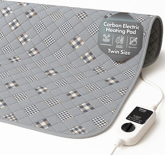 GML Bedding Heated Mattress Pad Electric - Soft Bed Warmer Heating Blanket Cover with Smart Controllers for Relieving Body Aches, Camping or Winter Use, Washable for Home or Travel - Twin Size 71x35