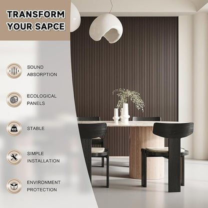 Slat Wall Paneling,8-Pack 3D WPC Wood Wall Panels,Acoustic Wall Panels for Interior Wall Decor,Living Room,Bedroom,Black Brown,95 x 6 in