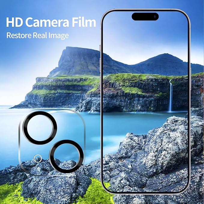 PEHAEL 2+2Pack for iPhone 15 Plus Privacy Screen Protector with Camera Lens Protector Full Coverage Anti-Spy Tempered Glass Film 9H Hardness Easy Installation Bubble Free [6.7 inch]