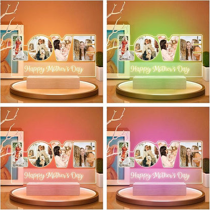 Custom Picture Frame with Photo, Custom Photo Frame with Night Light, Customized Picture Frames, Personalized Valentines Day Gifts for Mom Baby Kid Family