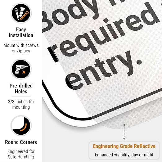 Safety Instructions Body Harness Required for Entry Sign, 12x18 Inches, 3M EGP Reflective .063 Aluminum, Fade Resistant, Made in USA by Sigo Signs