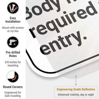 Safety Instructions Body Harness Required for Entry Sign, 12x18 Inches, 3M EGP Reflective .063 Aluminum, Fade Resistant, Made in USA by Sigo Signs