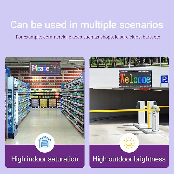 Programmable Scrolling LED Sign Outdoor Signs for Businesses Pantalla LED Para Publicidad Waterproof Digital Display Board - Custom Electronic Message Panel for Wall (Letrero) 26"X14"