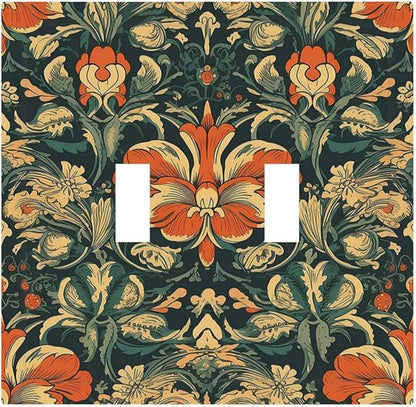 Decorative Switch Plates William Morris Abstract Floral Plant Pattern Orangeyellowgreen 2 Gang Double Toggle Outlet Light Switch Cover Wall Plate Electrical Faceplate for Bedroom living Room