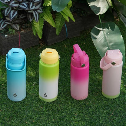 BJPKPK Insulated Water Bottle with Straw Lid, 12oz Thermo Water Bottles with Soft Nozzle, Flex Handle & Non-slip Boot, BPA Free Leak Proof Stainless Steel Metal Thermo, Tumblers, Cups,Cherry