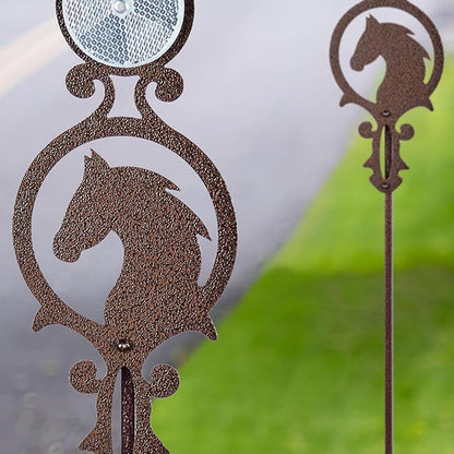 Touch of Class Pathways Reflective Driveway Marker Stake Set of Two for Outdoor Use | Horse Silhouette Design | Personalized Tall Reflector Set of 2 | Weathered Bronze Durable Finish