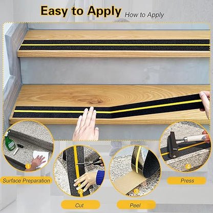 S&X Anti Slip Tape with Reflective Strip - 2 in x 60 FT Premium Grip Tape for Stairs Indoor & Outdoor Stair Tread Non-Slip High Visibility Strong Adhesive Traction Tape