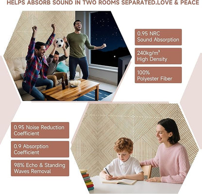 TO-TH Acoustic Panels for Wall and Ceiling - 6 Pack 2'x2'x0.4,Self-Adhesive 3D UV Printing Decorative Wall Panels with Wood Look,Rustic Oak