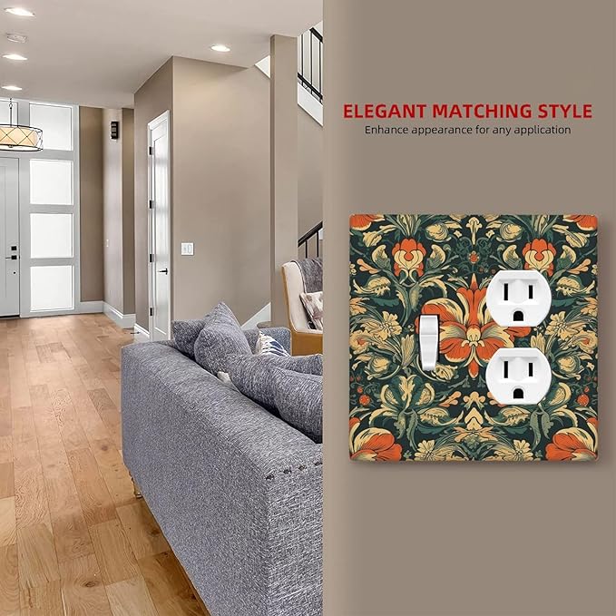 Wallplates William Morris Abstract Floral Plant Pattern Orangeyellowgreen 1 Toggle 1 Duplex Switch Plate Electrical GFCI Faceplate Decorative Light Switch Covers for Bedroom living Room