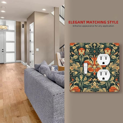 Wallplates William Morris Abstract Floral Plant Pattern Orangeyellowgreen 1 Toggle 1 Duplex Switch Plate Electrical GFCI Faceplate Decorative Light Switch Covers for Bedroom living Room