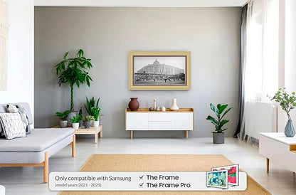Antique White 75" Premiere Deco TV Frame - Compatible ONLY with Samsung The Frame TV and Pro TVs (Fits 2021-2025, LS03A, LS03B,LS03C,LS03D,LS03FA,LS03FW)