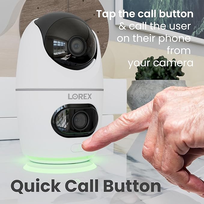 Lorex 2K Dual Lens Indoor Wi-Fi Security Camera | Auto-Tracking | 360° Pan-Tilt | Person & Pet Detection | IR Night Vision | 2-Way Talk | Cloud & 32GB Local Storage