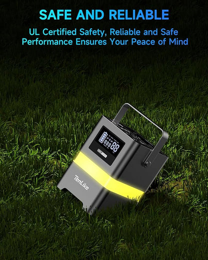 Portable Power Station, 300W Solar Generator 257Wh with Color LED Light, PD 100W Two-Way Fast Charge, AC Outlet Pure Sine Wave, DC, USB-A/USB-C, 120V Portable Power Bank for Camping Home Outdoor Use
