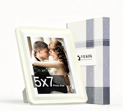 Light Gray 5x7 Picture Frame with Acrylic Front, ABS Frame for 5x7 or 4x6 Photos, Shatterproof UV-Resistant Tabletop Photo Frame, Vertical/Horizontal Display for Home Décor