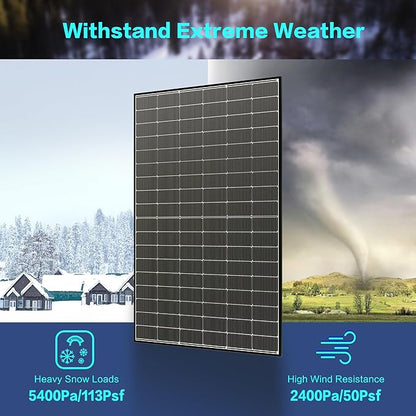 JJN Bifacial 2PCS 400 Watt Solar Panel, N-Type 16BB 400W Solar Panels, 25% High Efficiency Monocrystalline Solar Module for 12V/24V/48V PV System for Homes Rooftop Farm RV and Off-Grid Applications