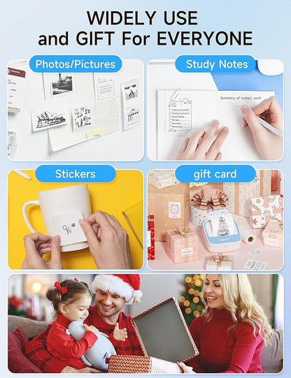 iDPRT Portable Sticker Maker Machine with 1 Roll Sticker Paper, Mini Printer Efficiently and Quickly, Thermal Printer for Study Notes, Pictures, DIY, Label, Free App with Multiple Templates,Blue