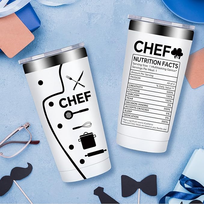 Fufandi Chef Gifts for Men Women - Ideal Gift for Chefs - Gifts for Cooking Lovers, Home Cooks, Bakers, Culinary Students - Tumbler Cup 20oz