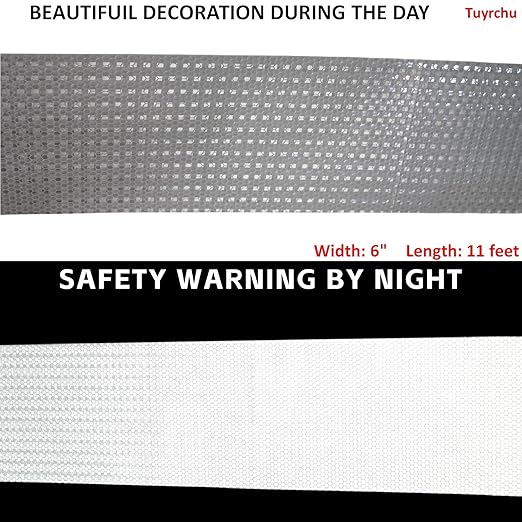 White Reflective Tape Outdoor Waterproof 6 inch, High Visibility Warning Industrial Marking Tape,Safety Stickers (11 feet)