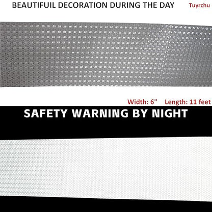 White Reflective Tape Outdoor Waterproof 6 inch, High Visibility Warning Industrial Marking Tape,Safety Stickers (11 feet)