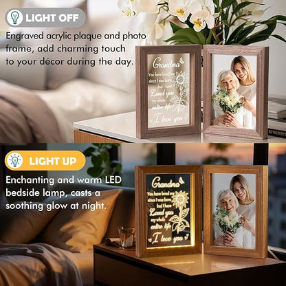Grandma Gifts Christmas Gifts for Grandma from Granddaughter Grandson Grandkids, Grandmother Picture Frame 5x7 with Night Light Personalized Gift for Nana Grandmother Gigi Granny Mimi Tabletop Display