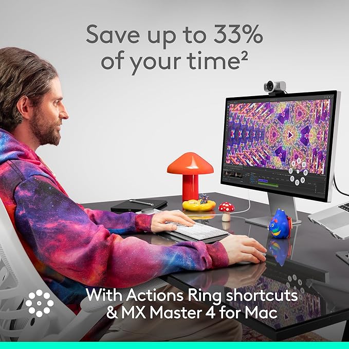 Logitech MX Master 4 for Mac, Ergonomic Bluetooth Mouse with Advanced Performance Haptic Feedback, Ultra-Fast Scrolling, USB-C Charging, MacOS, iPadOS, Windows - Space Black