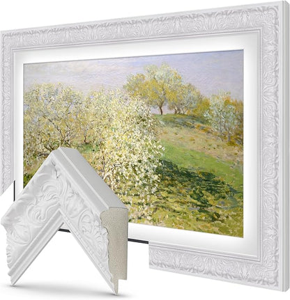 Tuscan Gloss White 55" Premiere Deco TV Frame - Compatible ONLY with Samsung The Frame TVs (Fits 2021-2025, LS03A, LS03B, LS03C, LS03D, LS03FA)