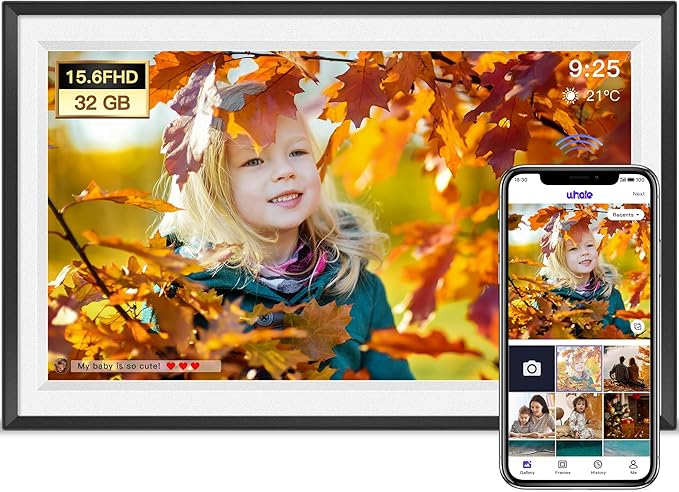 15.6'' Extra Large Digital Picture Frame WiFi Smart Digital Photo Frame 1920 * 1080 FHD Touchscreen 32GB Storage Space,Digital Using App Remotely Send Photos and Videos