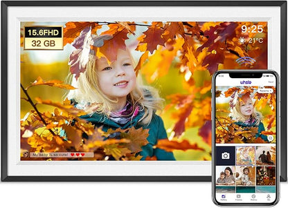15.6'' Extra Large Digital Picture Frame WiFi Smart Digital Photo Frame 1920 * 1080 FHD Touchscreen 32GB Storage Space,Digital Using App Remotely Send Photos and Videos