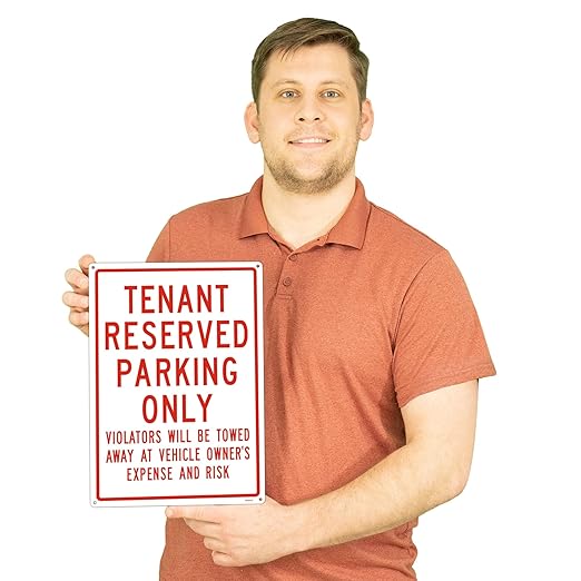 Brimar Tenant Reserved Parking Only Sign 10"x14" - Weatherproof Rust Free Aluminum Warning Sign for Private Property, Parking Lots, Driveways, Yards & Businesses"