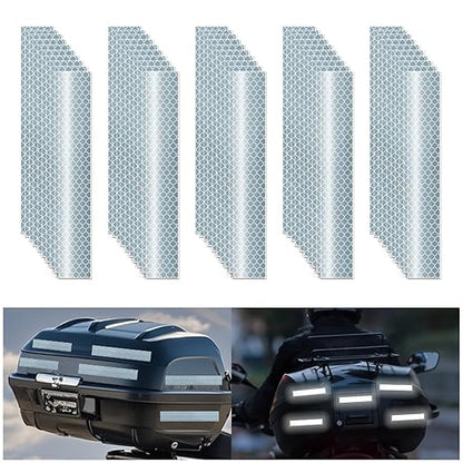 Non Fading White Reflective Stickers 1 inch X 6 inch, Outdoor Waterproof High Visibility Warning Safety Adhesive Reflector Tape (50 Pcs)