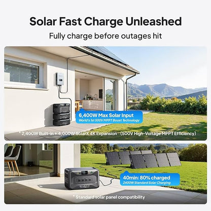 BLUETTI Apex 300 Solar Generator & B300K (2025 New) with TT-30 30A Cable, 5529.6Wh LFP Battery Backup Power Station with 6 3840W AC Outlets (7680W Surge), 2H Fast Charge, Generator Support