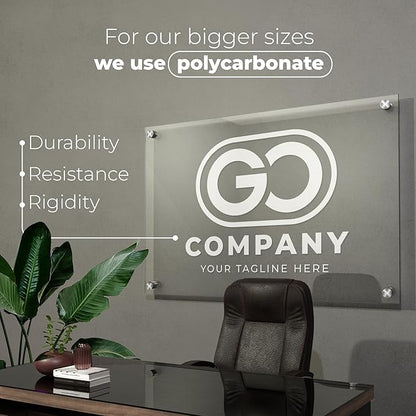 Personalized Floating Custom Acrylic Business Logo Sign | Free Company Vector Logo | Address Signage | Sign for Office Storefont | Multiple Size Options | Neon Led Lights Optional
