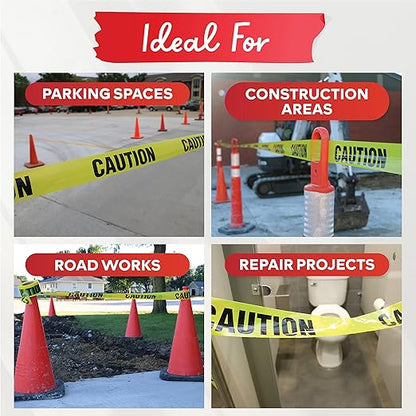 XFasten Yellow Caution Tape Roll, 3 in x 1000 ft, Thick and Durable Yellow Safety Tape for Barricades, Construction, Warning, and Hazard Areas – Easy to Loop, Weatherproof, and Fading-Resistant