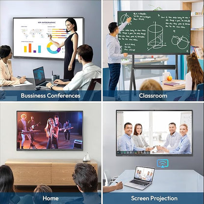 Smart Board with Wireless HDMI Display Adapter, 55 Inch Interactive Whiteboard 4K Touchscreen Built in HD Camera, Digital Presentation Electronic Smart WhiteBoard for Classroom Home Office
