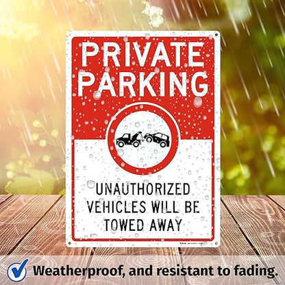 Brimar 10"x14" Private Parking Sign - Rust Free Aluminum, Weatherproof, Clear Designation for Private Parking Areas, Essential for Property Owners.