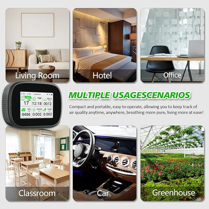 18-in-1 Smart Air Quality Monitor - Indoor WiFi Air Quality Detector with Dual Chip, Real-Time for AQI, CO2, PM2.5, PM1.0, PM10, TVOC, HCHO, Time Display, Temperature & Humidity with Aler (Black-W)