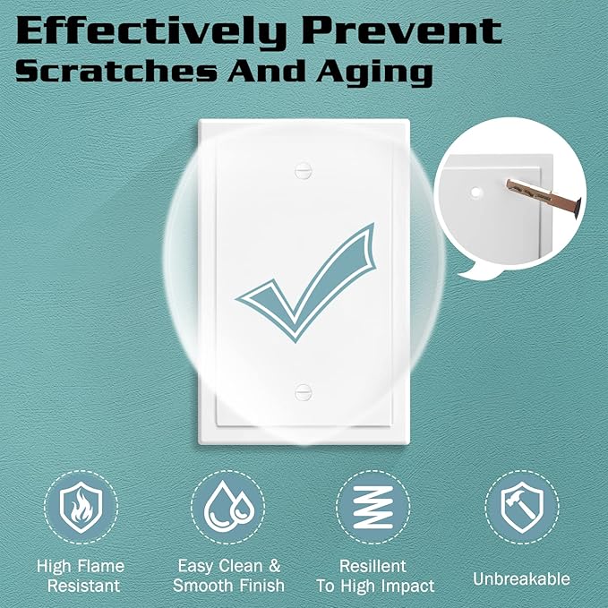 1-Gang Modern Edge Decorative Wall Plate Cover Switch Outlet Single Blank Electrical Faceplate for Light Switches, Smart Switch, GFCI, Dimmers, Receptacle, USB Outlet (10 Pack, Single Blank)