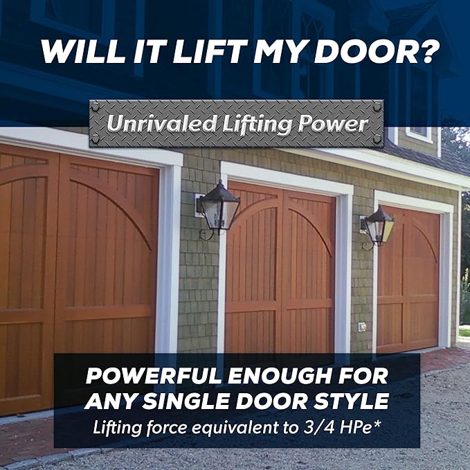Everlift BU250 Sectional Garage Door Opener with Battery Backup, Heavy-Duty Chain Drive for Single or Double Doors, Wall Mount, and Remote Garage Opener, Quick and Easy Installation, White