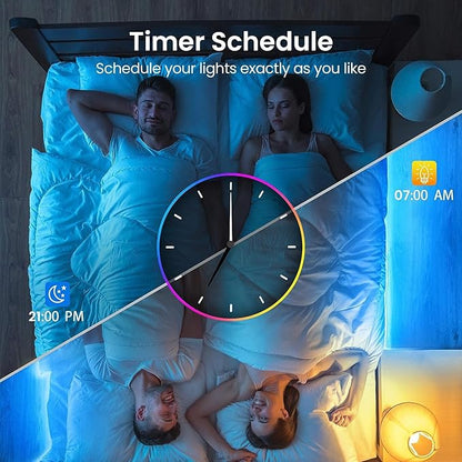 TJOY 60ft Bluetooth LED Strip Lights, Music Sync LED Lights Strip,RGB Color Changing Lighting with Remote,Smart Phone APP Control,Lighting for Bedroom,Ceiling,Room DIY(APP+Remote +Mic/60ftx1)