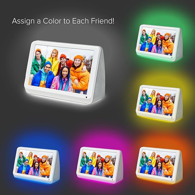 PhotoShare MyLuma LED 7” WiFi Digital Photo Frame with LEDs and Soft Touch Back Panel | Send Photo or Video from Phone to Digital Picture Frame | White Lightning Finish