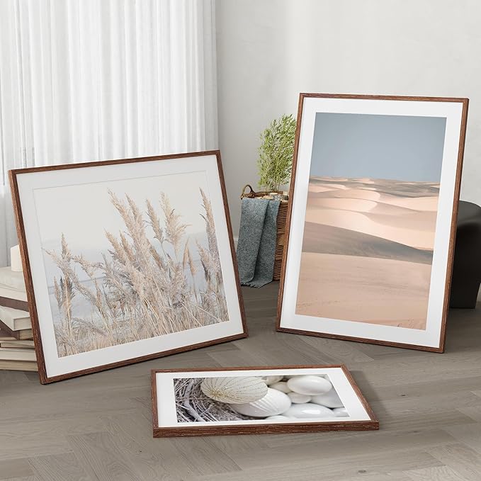 23x29 Oak Wood Frame, 23"x29" Poster Frame, 23 x 29 Picture Frames with Mat for 19x25, Rustic Wood Frames 23 by 29 with Real Glass, 23" x 29" Art Frame, 23x29 Puzzle Frames (Walnut Color, 1 Pack)
