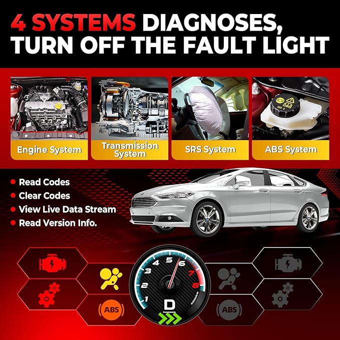 LAUNCH Creader VII+ V2.0 OBD2 Scanner, 2026 New Engine/Transmission/ABS/SRS Diagnostic Scan Tool With Oil Reset/Throttle Adaption/SAS Relearn, Check Engine Code Reader, Full OBD2, Lifetime Free Update