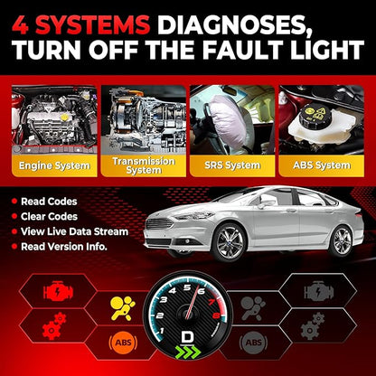 LAUNCH Creader VII+ V2.0 OBD2 Scanner, 2026 New Engine/Transmission/ABS/SRS Diagnostic Scan Tool With Oil Reset/Throttle Adaption/SAS Relearn, Check Engine Code Reader, Full OBD2, Lifetime Free Update
