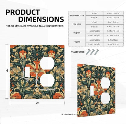 Wallplates William Morris Abstract Floral Plant Pattern Orangeyellowgreen 1 Toggle 1 Duplex Switch Plate Electrical GFCI Faceplate Decorative Light Switch Covers for Bedroom living Room