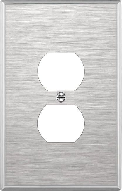 ENERLITES Duplex Receptacle Jumbo Metal Wall Plate, Stainless Steel Outlet Cover, Corrosion Resistant, Over Size 1-Gang 5.5" x 3.5", UL Listed, 7721O, 430, Silver