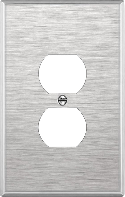 ENERLITES Duplex Receptacle Jumbo Metal Wall Plate, Stainless Steel Outlet Cover, Corrosion Resistant, Over Size 1-Gang 5.5" x 3.5", UL Listed, 7721O, 430, Silver