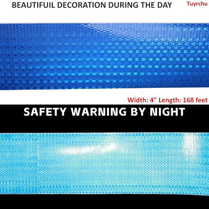 Blue Reflective Tape 4 inch Wide, Outdoor Waterproof High Visibility Warning Industrial Marking Tape, Safety Stickers (168 feet)