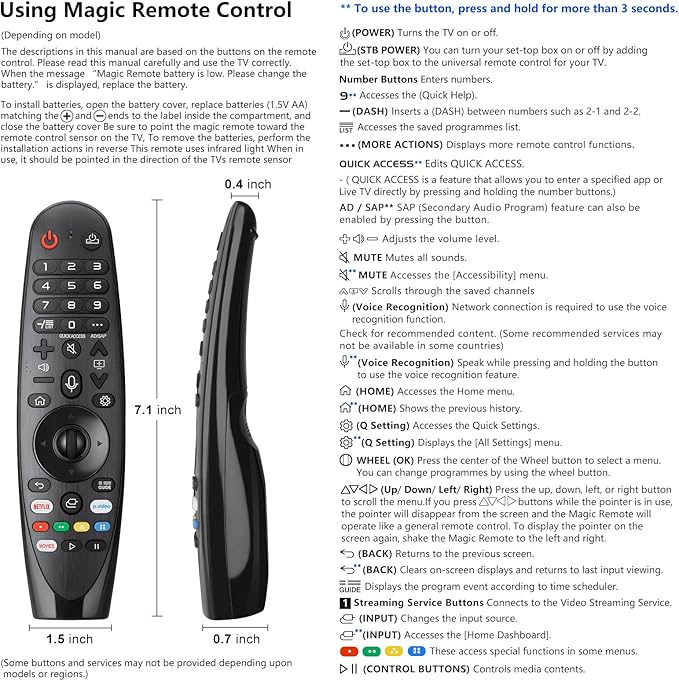 Voice Magic Remote for LG-TV-Remote Control Replacement, AKB75855501 AN-MR20GA MR19BA MR18BA MR650A with Battery, with Voice Recognition and Pointer Function