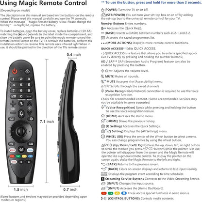 Voice Magic Remote for LG-TV-Remote Control Replacement, AKB75855501 AN-MR20GA MR19BA MR18BA MR650A with Battery, with Voice Recognition and Pointer Function